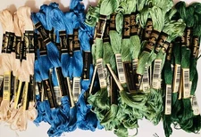 DMC Embroidery Floss Green+ Lot of 87 Skeins Mouline Special Cotton Variety #63