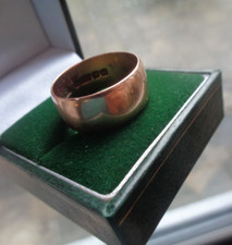 Rose Gold Wedding Ring 9ct Antique Band hm 1912 Birmingham H Ashton  size R to S