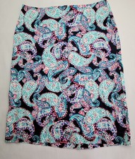 Talbots Petite Pencil Skirt Size 4P Blue Paisley