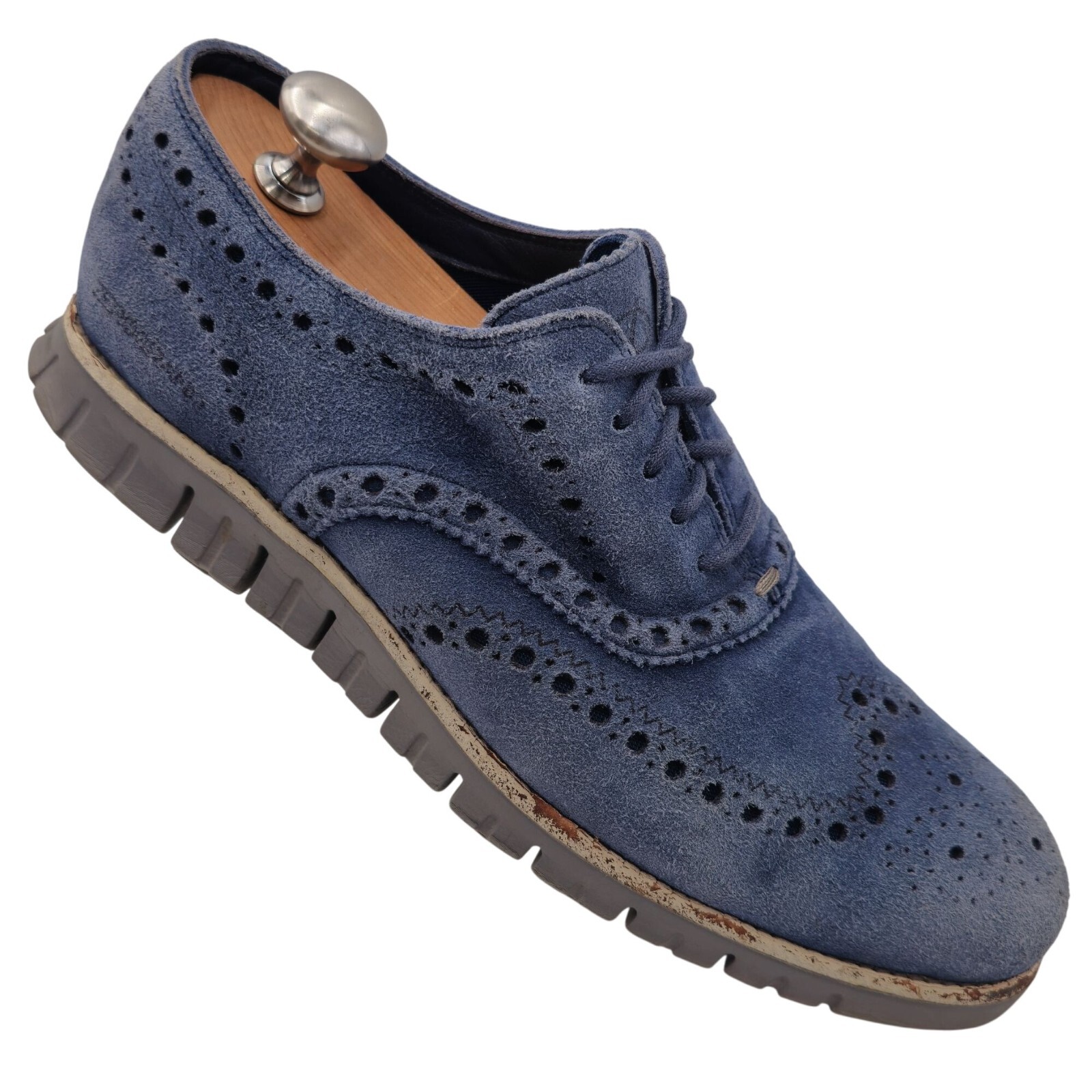 SAOLA Scarpe Oxford Cole Haan da uomo taglia 10 blu in pelle scamosciata eleganti casual a coda di rondine