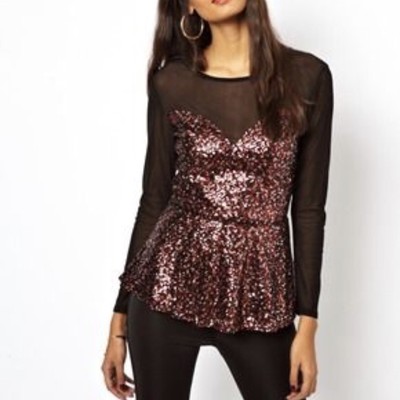 sequin peplum tops