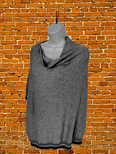 CHAQUETA PONCHO CHAL LANA CACHEMIR TEJIDO MEZCLA GRIS TALLA ÚNICA MISS SUGAR NUEVA CON ETIQUETAS - Imagen 3 de 5