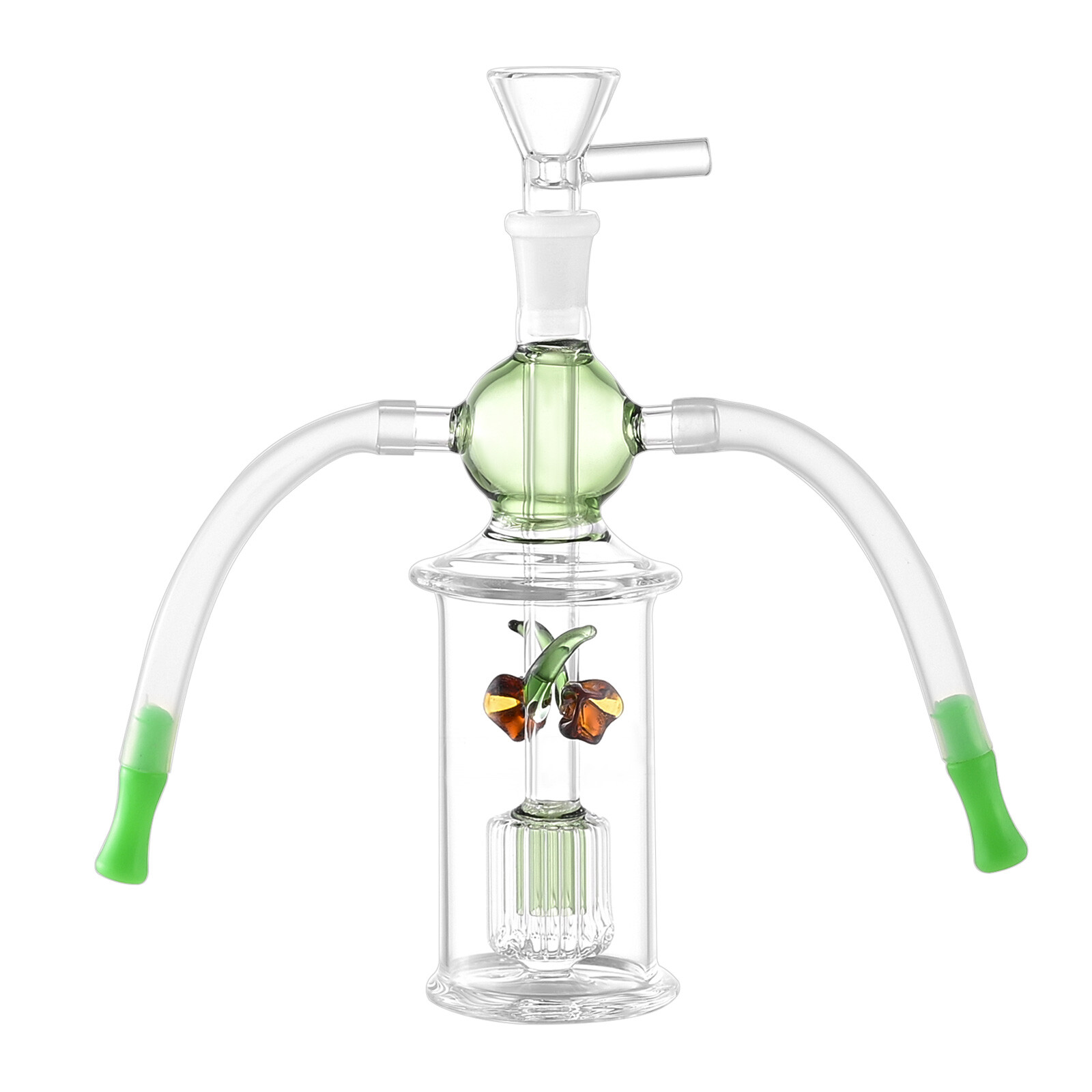 5 Inch Glass Bong Double Portable Water Pipe with 10mm Bowl for Smoking Tobacco