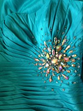 NWT Night Moves Prom Collection Turquoise Mermaid Dress Pleated Gown 6412 4 $358