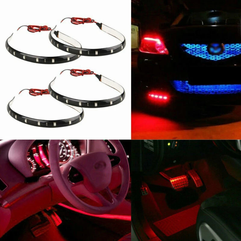 Decoração universal com luz LED vermelha para carro motocicleta controle remoto sem fio 4 peças - Imagem 4 de 4