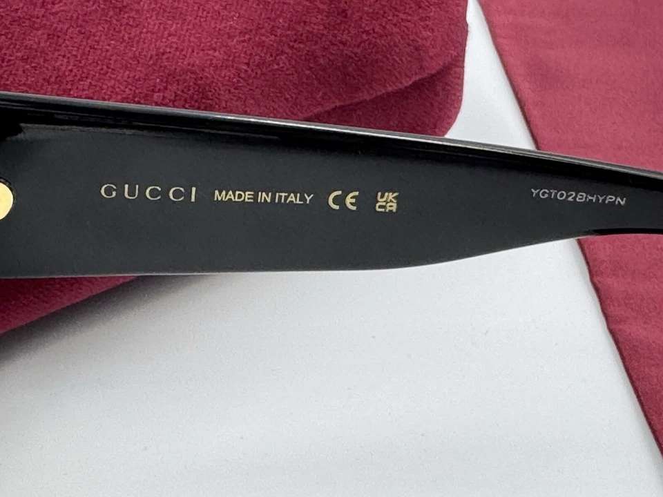 Gafas de sol Gucci 0141SN 001 53 mm marco negro con lente azul/verde logotipo Gucci Foto 4 de 4
