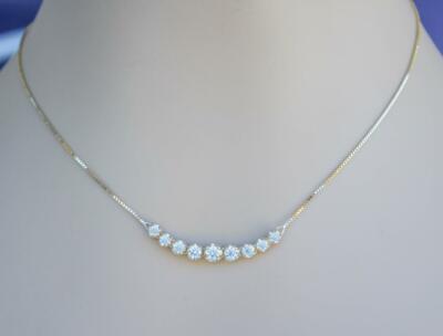 Natural Diamond 1.40ct Bar Necklace Adjustable 14k Yellow Gold USA Made
