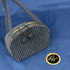 Vtg 80s 90s La Regale Small Beaded Purse Evening Clutch Hardbody Art Deco 6x4x2