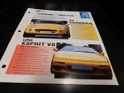 TVR Cerbera VS Lotus Esprit V8 Comparison Literature Brochure Photo Poster