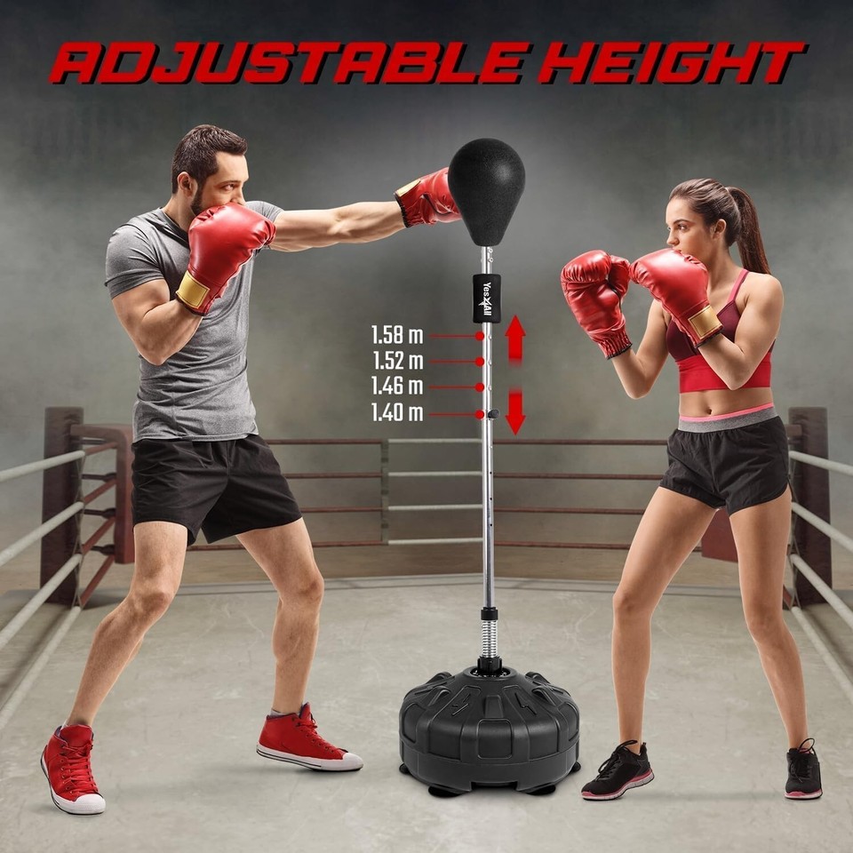 Boxing Reflex Bag With Stand – Adjustable Speed Bag For Punching, Hand-Eye  Coordination Training (Height 50-59 Inches)