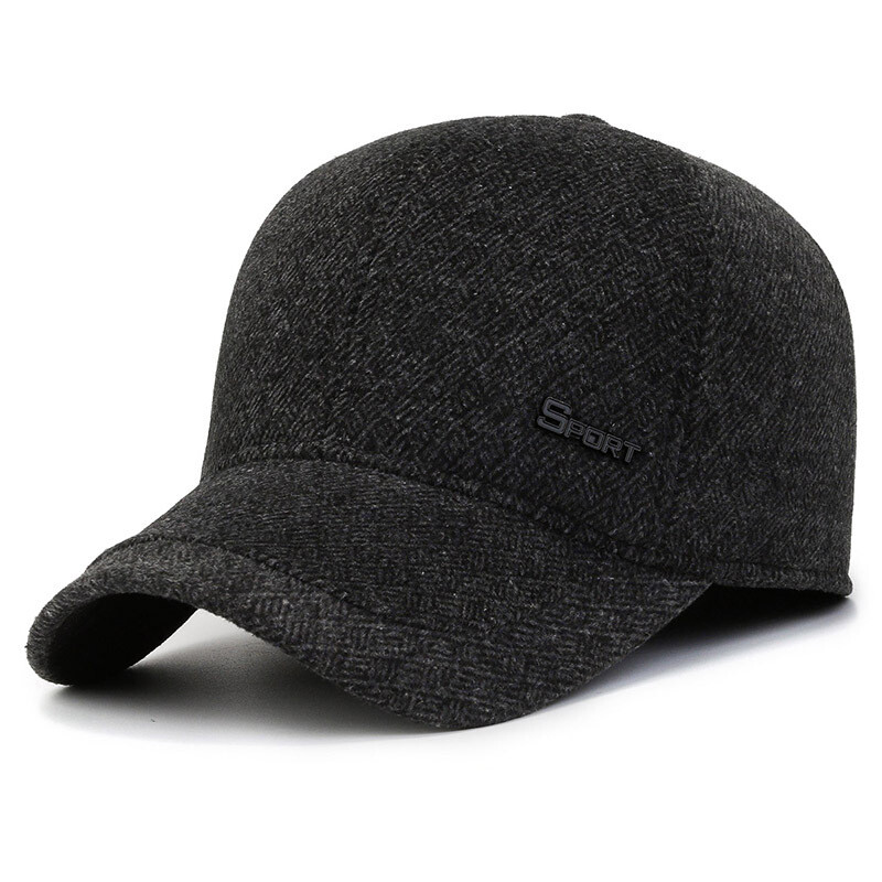 Men's Winter Baseball Cap Warm Woolen Ear Cap Baseball Cap Outdoor