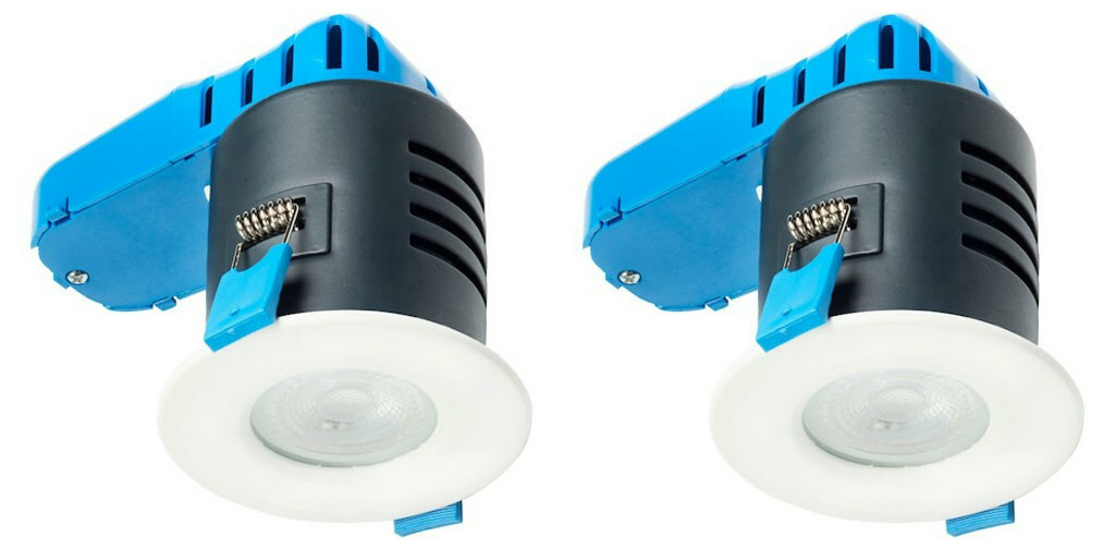 2 x Deta L1701WH4 IP65 White LED Fire Rated Downlights Dimmable 5W Cool White