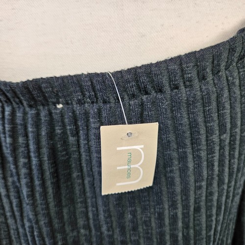 Maglione a costine Maurices taglia L verde scuro look a strati spalle scoperte nuovo con etichette 3/4 Slv. - Foto 8 di 12