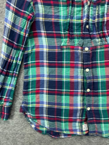 Polo Ralph Lauren Flannel Pintuck Shirt Girls 10 Blue Plaid Button Long Sleeve - Picture 5 of 13