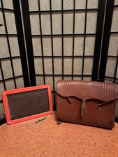 Alte Lederschultasche  mit  Tafel  