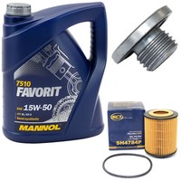 MotoröL Set 15W50 5 Liter + ÖLfilter SH 4784 P + Schraube FüR Opel Omega Vectra