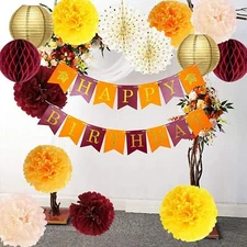 Fall Birthday Party Decorations Maroon Orange/Burgundy Orange Birthday Party ...