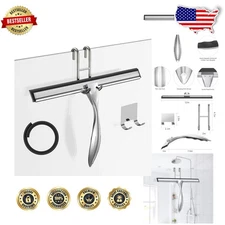 All-Purpose Squeegee 12" Glass Door Wiper, Includes Extra Silicone Blade