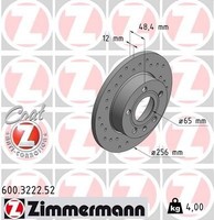 2X Zimmermann Bremsscheibe 600.3222.52 FüR VW Skoda Audi Seat