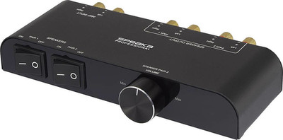 SpeaKa Professional 2 Port Lautsprecher-Umschalter integrierter Lautstärkeregler