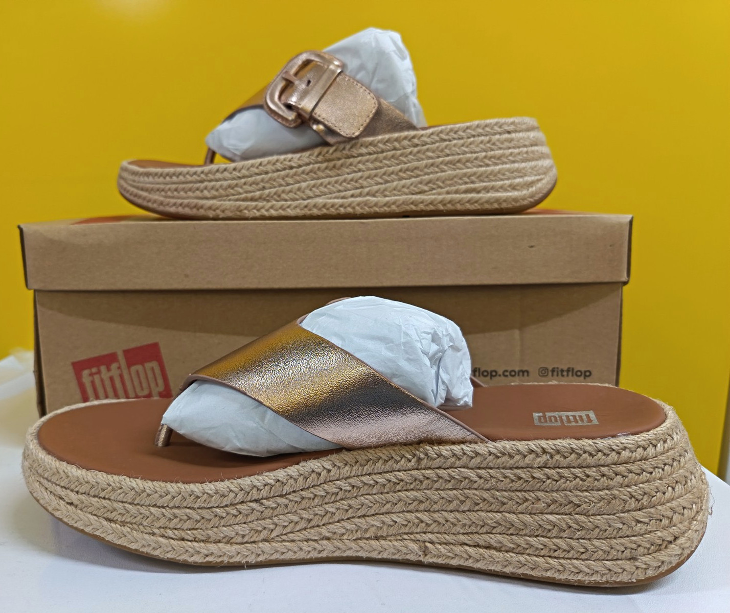 Talla UK 5 FitFlop Modo F Ajustable Cuero Alpargata Forma Plana Puntera Oro Rosa
