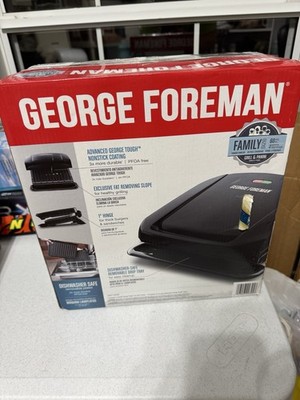 NEW GEORGE FORMAN FAMILY SIZE 60 SQ INCH FOUR SERVING GRILL AND PANINI MAKER