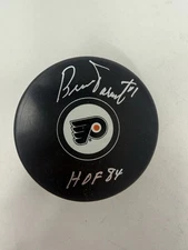 Bernie Parent HOF 84 Philadelphia Flyers Signed Autographed Puck Auto BAS