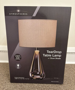 Atmospheres Teardrop Glass Table Lamp, Drum Shade, Inline, E26 Mid-Century