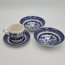Vintage Churchill Blue Willow 4 Piece Mixed Lot Cup, Saucer, 2 Bowls  England #9