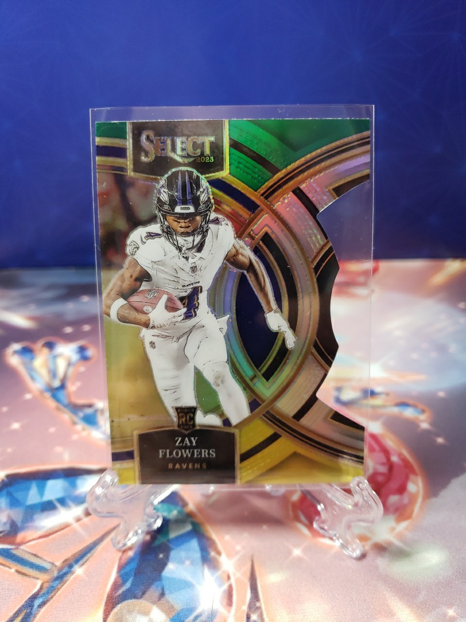 2023 Panini Select Premier Yellow Green Die Cut #157 - Zay Flowers RC Ravens