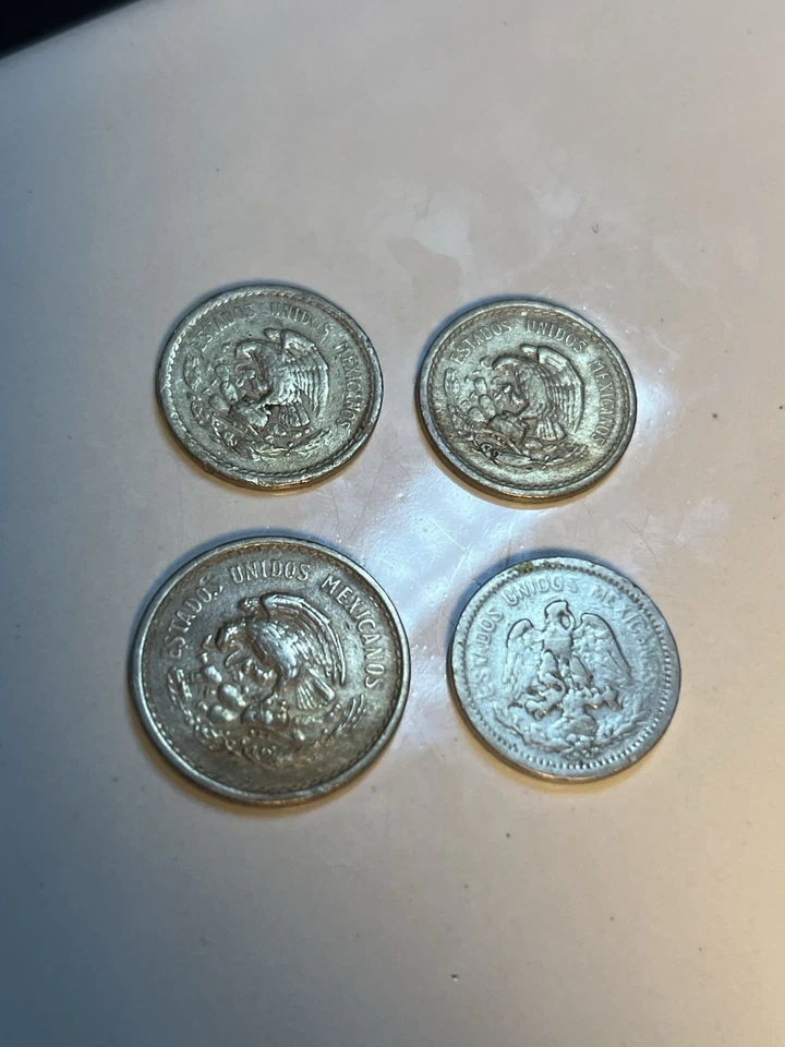 Lot of 4 Vintage Mexican Coinage 5 Centavos -1930, 1937 & 1907- 10 Centavos 1945 - Image 2 of 4