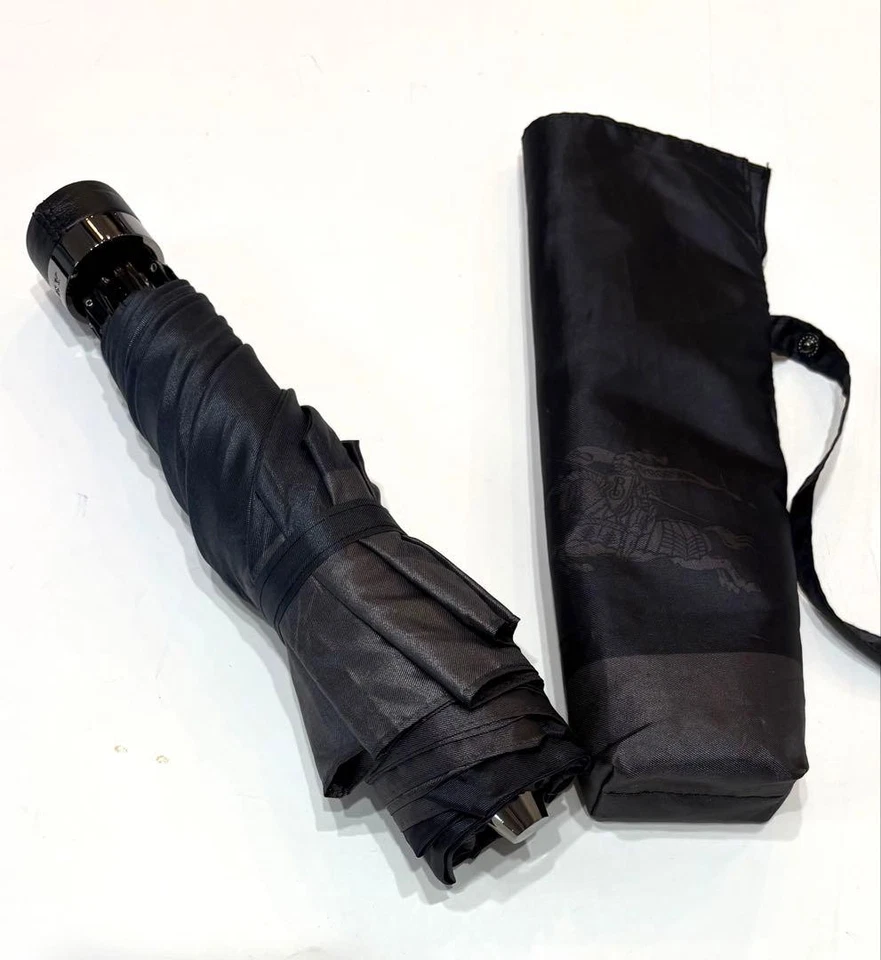 Burberry Paraguas Sombra Plegable Sombra Caballo Logo Negro Hombres Paraguas Accesorio O Foto 2 de 4