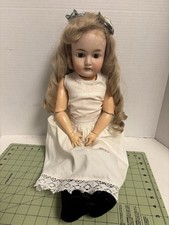 Antique Armand Marseille Queen Louise Bisque Doll 25” Hand Tied Wig