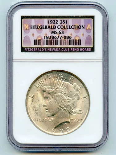 1922 Peace Silver Dollar $1 NGC MS63 - Fitzgerald Collection