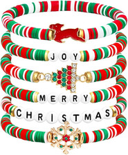 6 Pack Christmas Bracelets for Women Girls Teens, Cute Xmas Gifts Party Jewelry,
