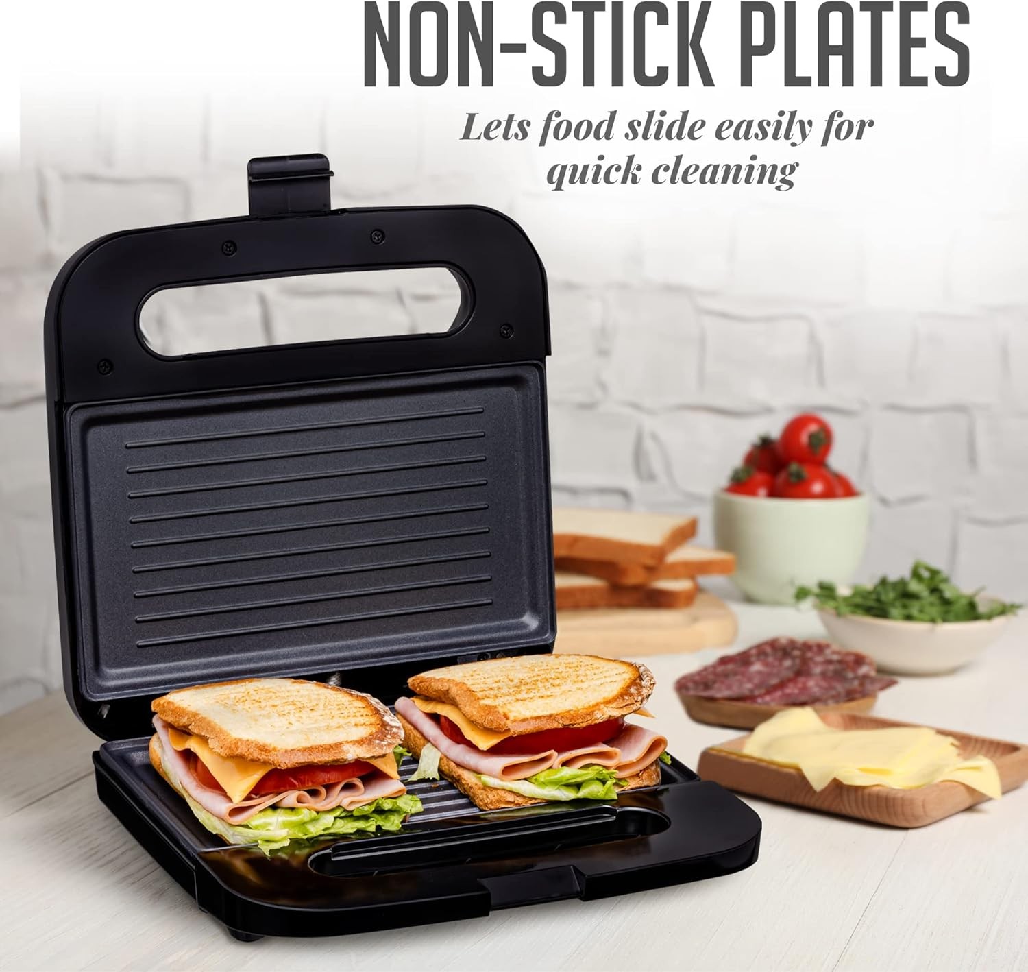 Electric Panini Press Grill with Nonstick Plates, LED Indicator Lights