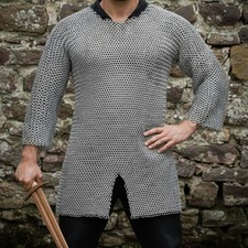 Aluminum Chainmail Shirt 10mm Flat Riveted Solid Rings Hauberk Halloween Costume