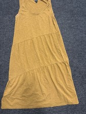 Gap Maxi Dress Womens Small Yellow Scoop Neck Sleeveless Asymmetrical Tiered