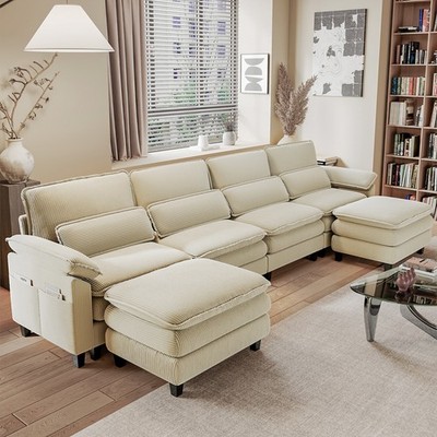 Gurexl 156.3'' U Shaped Modern Sofa Modular Sectional Cloud Couch with Ottoman