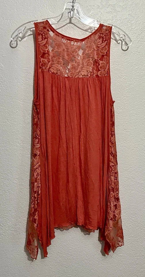 Camiseta sin mangas Sm Mandarina Naranja Encaje Artístico Boho Cottagecore Fairy Foto 3 de 4