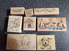 Dog themed stamps wood mount
