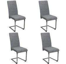 set of 4 Velvet Dining Chairs Chrome legs Beige Dark Grey, Light Grey Blue Black
