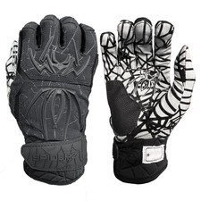 Spiderz 2026 Hybrid Baseball/Softball Batting Gloves - Black/Black - XXL