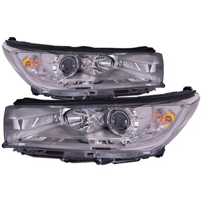 Headlights Chrome Set Halogen Fits 17-19 Toyota Highlander LE/LE PLUS/XLE