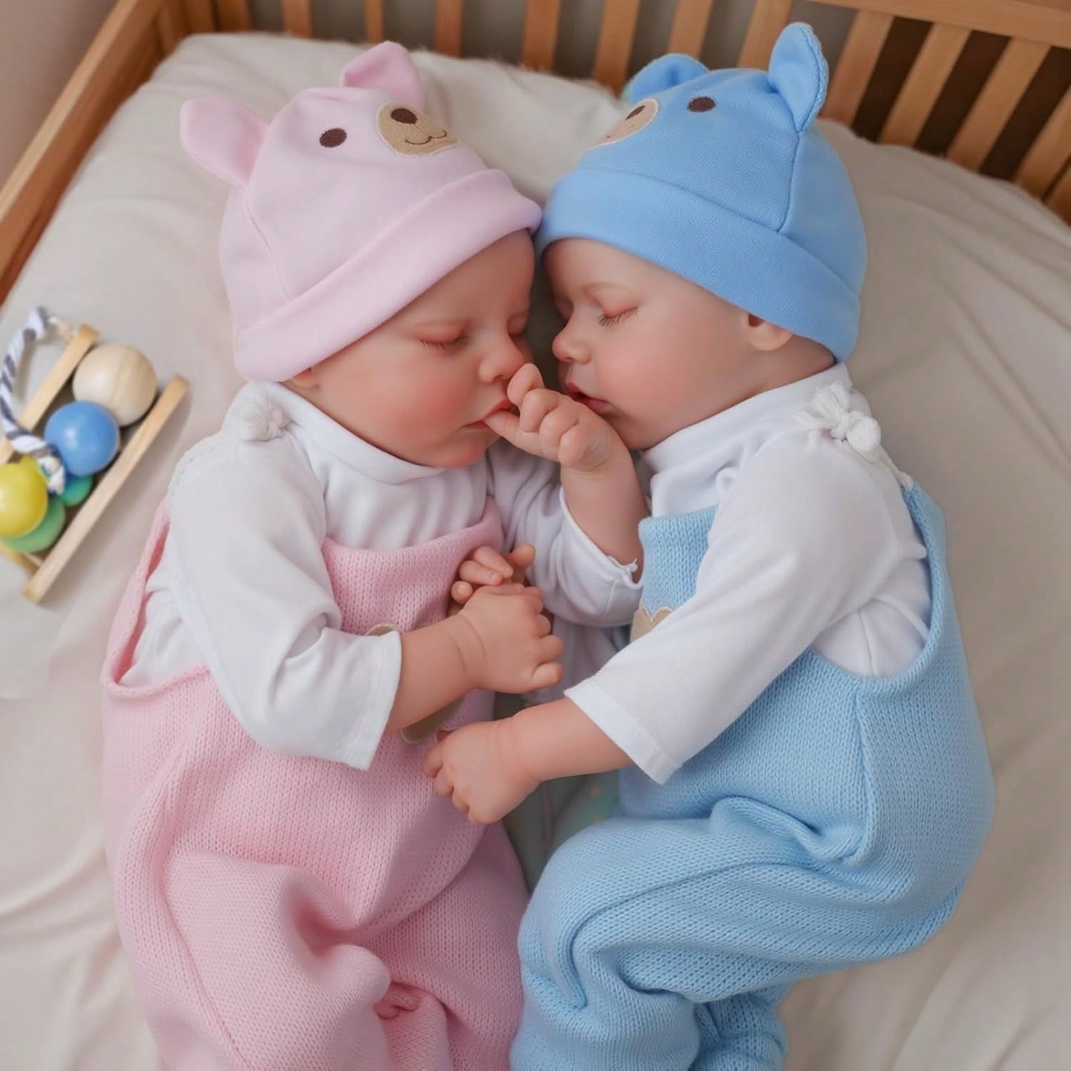 17" Reborn Baby Doll Twins Boy & Girl Soft Vinyl Realistic Newborn with Clothes
