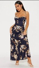 Women's Blue Floral Sleeveless Dress