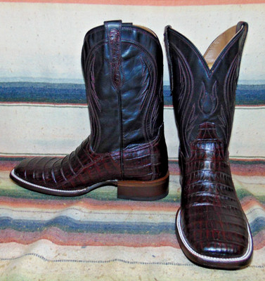 Mens Rujo The Roscoe Black Cherry Caiman  Leather Cowboy Boots 11.5 D New in Box