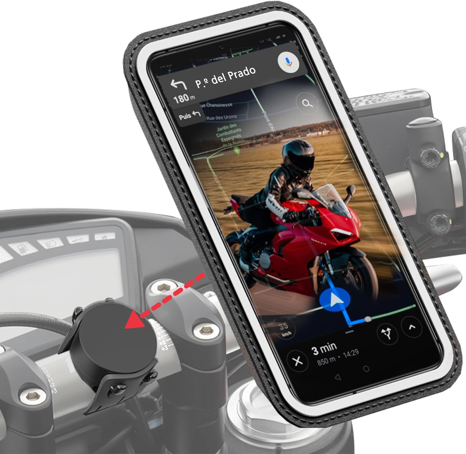 , Soporte Movil Moto Impermeable Magnético Para Manillar. Soporte Móvil Moto Tac