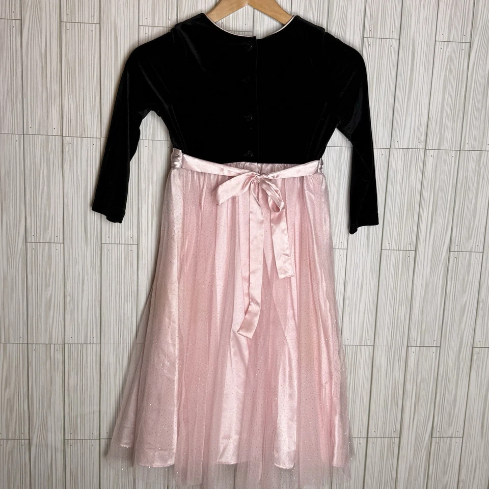 Vestido para niñas Jona Michelle talla 6X terciopelo manga larga bordado. Flores Tul Rosa Foto 2 de 4