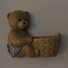 Bear Nursery Wall Hanging D cor with Basket, Brown Beige Gray